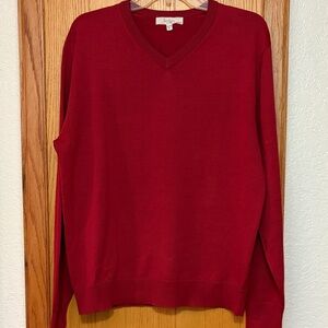 Turnbury Silk Blend Red V-Neck Sweater for Men